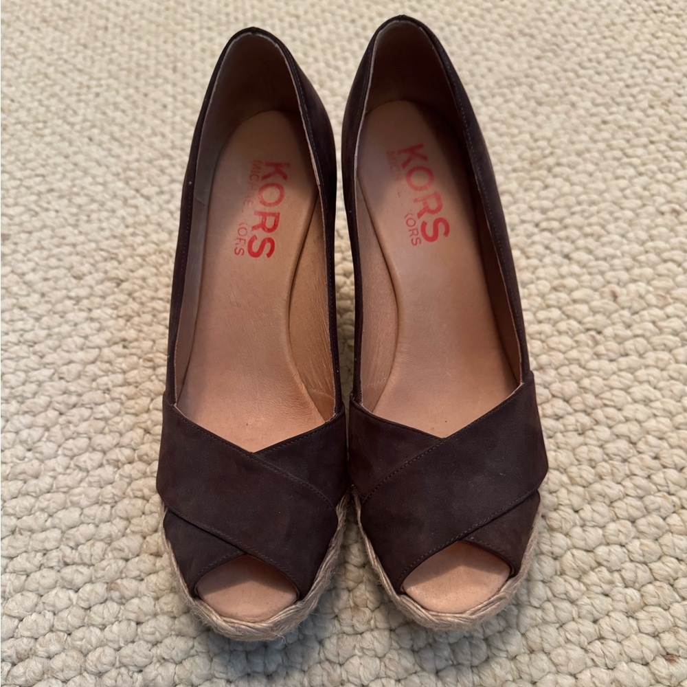 KORS by Michael KORS Brown Suede Wedges. EUC!